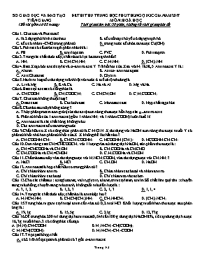 Đề thi thử THPT Quốc gia môn Hóa học năm 2017 - Sở Giáo dục và Đào tạo Tiền Giang